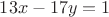 $13x-17y=1$