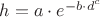 $h = a\cdot e^{-b\cdot d^c}$