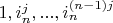 $1, i_n^j, ..., i_n^{(n-1) j}$
