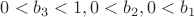 $0<b_3<1, 0<b_2, 0<b_1$
