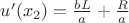 $u'(x_2) = \frac{bL}{a} + \frac{R}{a}$ $u'(x_2) = \frac{bL}{a} + \frac{R}{a}$