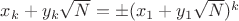 $x_{k}+y_{k}\sqrt{N}=\pm(x_{1}+y_{1}\sqrt{N})^k$