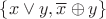 $\{x \vee y, \overline{x} \oplus y\}$