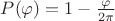 $P(\varphi)=1-\frac{\varphi}{2\pi}$