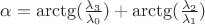 $\alpha=\arctg(\frac{\lambda_3}{\lambda_0})+\arctg(\frac{\lambda_2}{\lambda_1})$