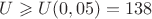 $U \geqslant U(0,05) = 138$