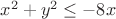 $x^2+y^2\le -8x$