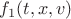 $f_1(t, x, v)$
