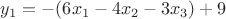 $y_1=-(6x_1-4x_2-3x_3)+ 9$