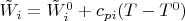 $\tilde W_i=\tilde W_i^0+c_{pi}(T-T^0)$