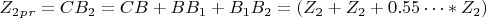 $ Z_2 _p_r= CB_2=CB+BB_1+B_1B_2=(Z_2+Z_2+0.55&hellip;* Z_2 )$