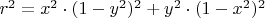$ r^2= x^2 \cdot (1-y^2)^2+y^2 \cdot (1-x^2)^2$