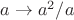$a\to a^2/a$