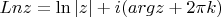 $Ln z=\ln|z|+i(argz+2\pi k)$
