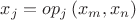 $x_j  = op_j \left( {x_m ,x_n } \right)$