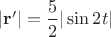 $|\mathbf{r}'|=\displaystyle\frac{5}{2}|\sin 2t|$