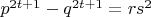 $p^{2t+1}-q^{2t+1}=rs^2$
