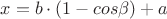 $x=b\cdot (1-cos\beta )+a}$