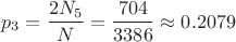 $$p_3=\frac{2N_5}{N}=\frac{704}{3386}\approx 0.2079$$