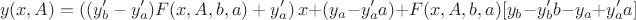 $$
y(x,A) = \left( (y'_b - y'_a) F(x, A, b, a) + y'_a \right) x + (y_a - y'_a a) + F(x, A, b, a) [y_b - y'_b b - y_a + y'_a a] 
$$
