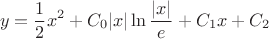 $$y=\frac{1}{2}x^2+C_0|x|\ln{\frac{|x|}{e}}+C_1x+C_2$$