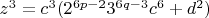 $ z^3 = c^3(2^{6p-2}3^{6q-3}c^6 + d^2) $