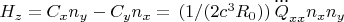 $H_z=C_xn_y-C_yn_x= \, (1/(2c^3R_0)) \, \dddot{Q}_{xx}n_xn_y$