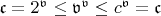 $\mathfrak{c}=2^\mathfrak{v} \leq \mathfrak{v}^\mathfrak{v} \leq \mathfrac{c}^\mathfrak{v} = \mathfrak{c}$