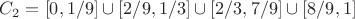 $ C_2=[0,1/9] \cup [2/9,1/3] \cup [2/3,7/9] \cup[8/9,1] $