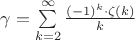 $\gamma=\sum\limits_{k=2}^{\infty}\frac{(-1)^k\cdot\zeta(k)}{k}$