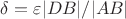 $\delta=\varepsilon |DB|/|AB|$