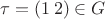 $\tau = (1\,2) \in G$