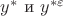 $y^{*}$ и $y^{*\varepsilon}$ $y^{*}$ и $y^{*\varepsilon}$