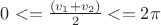$0<=\frac{(v_1+v_2)}2<=2\pi$