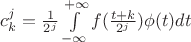 $c_k^j=\frac{1}{2^j}\int\limits_{-\infty}^{+\infty}f(\frac{t+k}{2^j})\phi(t)dt$