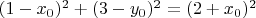 $(1-x_0)^2+(3-y_0)^2=(2+x_0)^2$