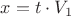 $x = {t}\cdot {V_1}$
