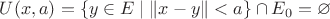 $U(x, a) = \{ y \in E \mid \| x - y \| < a \} \cap E_0 = \varnothing$