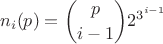 $$n_i(p) = {p\choose i-1} 2^{3^{i-1}}$$