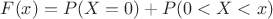 $F(x)=P(X=0)+P(0<X<x)$