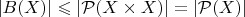 $|B(X)| \leqslant |\mathcal{P}(X \times X)| = |\mathcal{P}(X)|$