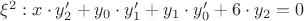 $\xi^2 : x\cdot y_2' + y_0\cdot y_1' + y_1\cdot y_0' + 6\cdot y_2 = 0$ $\xi^2 : x\cdot y_2' + y_0\cdot y_1' + y_1\cdot y_0' + 6\cdot y_2 = 0$