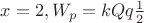 $x = 2 , W_p= kQq\frac{1}{2} $