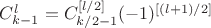 $C_{k-1}^l=C_{k/2-1}^{[l/2]}(-1)^{[(l+1)/2]}$