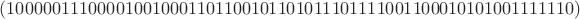 $(100000111000010010001101100101101011101111001100010101001111110)$