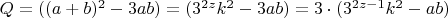 $Q=((a+b)^2-3ab)=(3^{2z}k^2-3ab)=3\cdot(3^{2z-1}k^2-ab)$