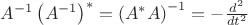 $A^{-1}\left(A^{-1}\right)^*=\left(A^*A\right)^{-1}=-\frac{d^2}{dt^2}$