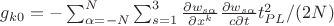 $g_{k 0}=-\sum_{\alpha=-N}^{N} \sum_{s=1}^3 \frac{\partial w_{s\alpha}}{\partial x^k}\frac{\partial w_{s\alpha}}{c \partial t} t_{PL}^2/(2N) $