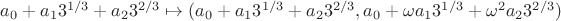 $a_0 + a_1 3^{1/3} + a_2 3^{2/3} \mapsto (a_0 + a_1 3^{1/3} + a_2 3^{2/3}, a_0 + \omega a_1 3^{1/3} + \omega^2 a_2 3^{2/3})$