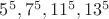 $5^5, 7^5, 11^5, 13^5$
